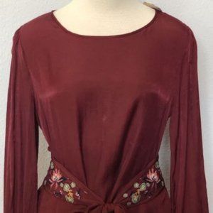Oddi Embroidered Waist Tie Blouse